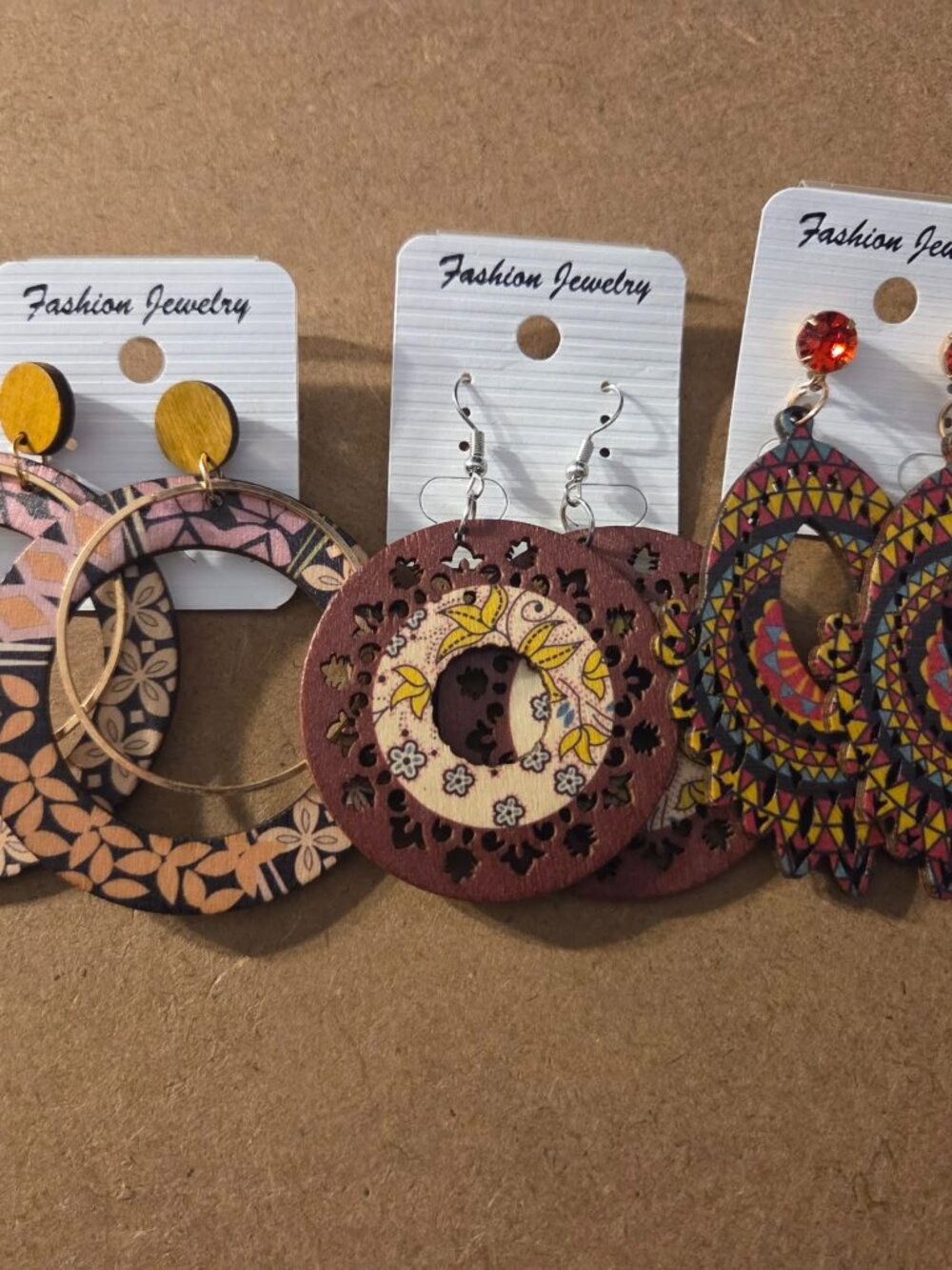 Boho Wood Hoop Earrings Dangle Drop Statement Jewelry